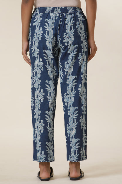 Indigo Block Print Straight Pants