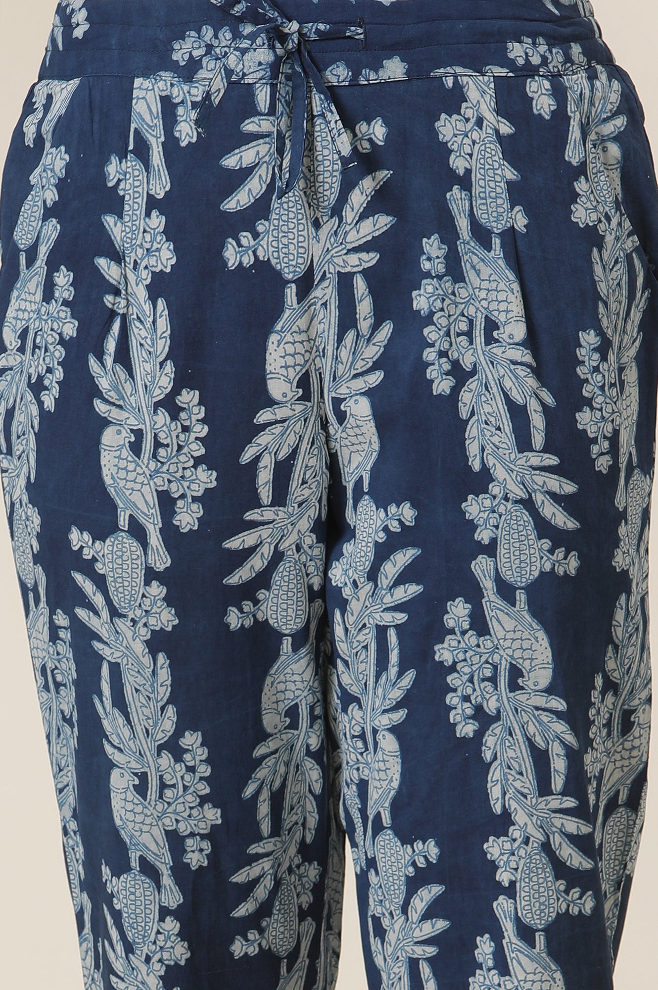 Indigo Block Print Straight Pants