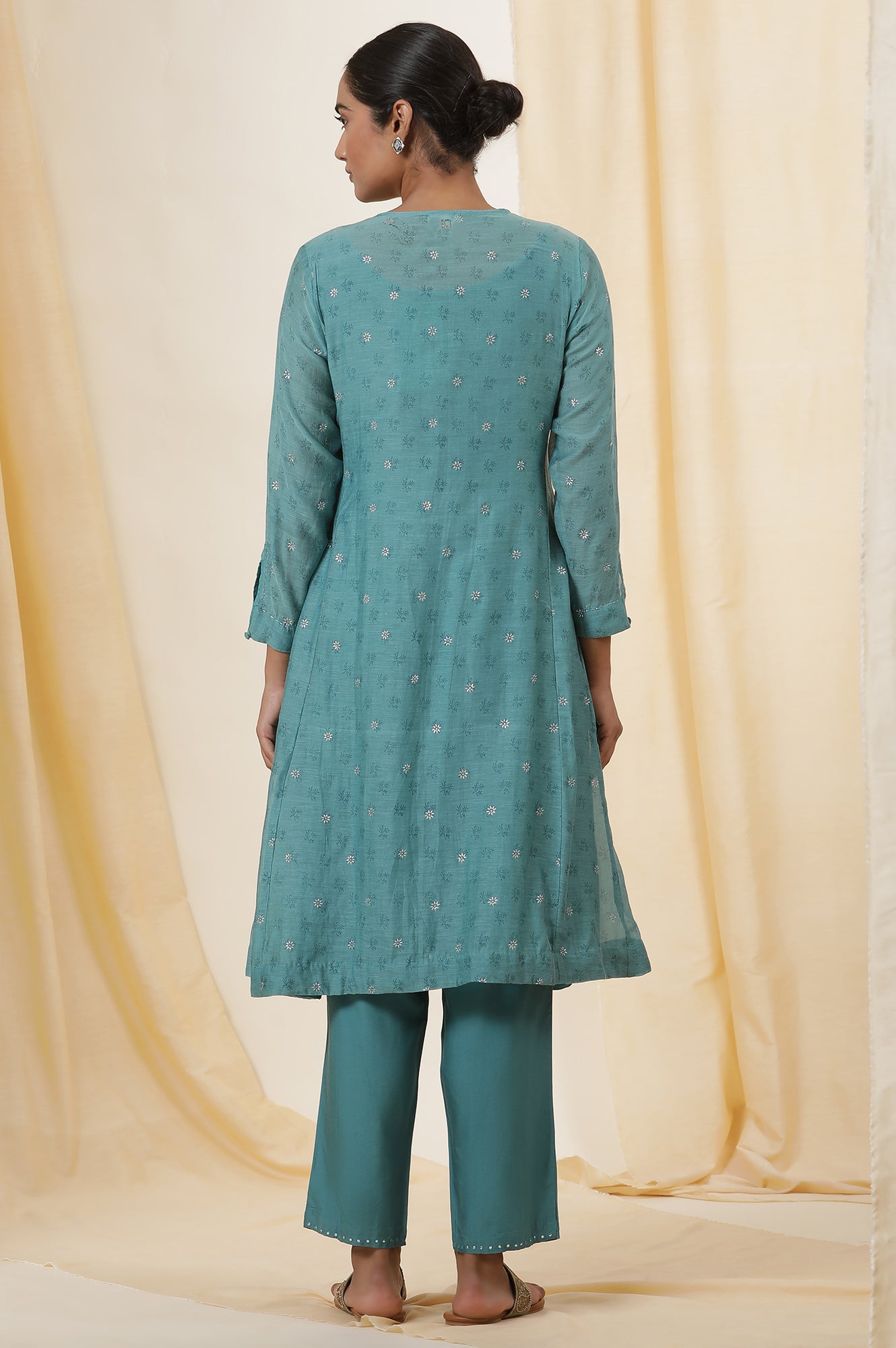 Blue Rogan Block Printed Kurta And Pants Set