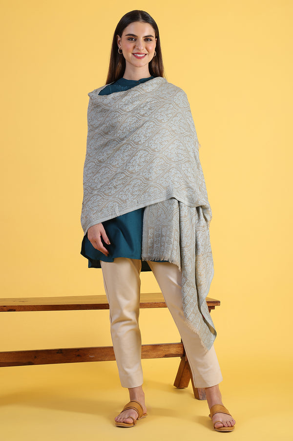 Blue Yarn Dyed Acrylic Shawls & Stole