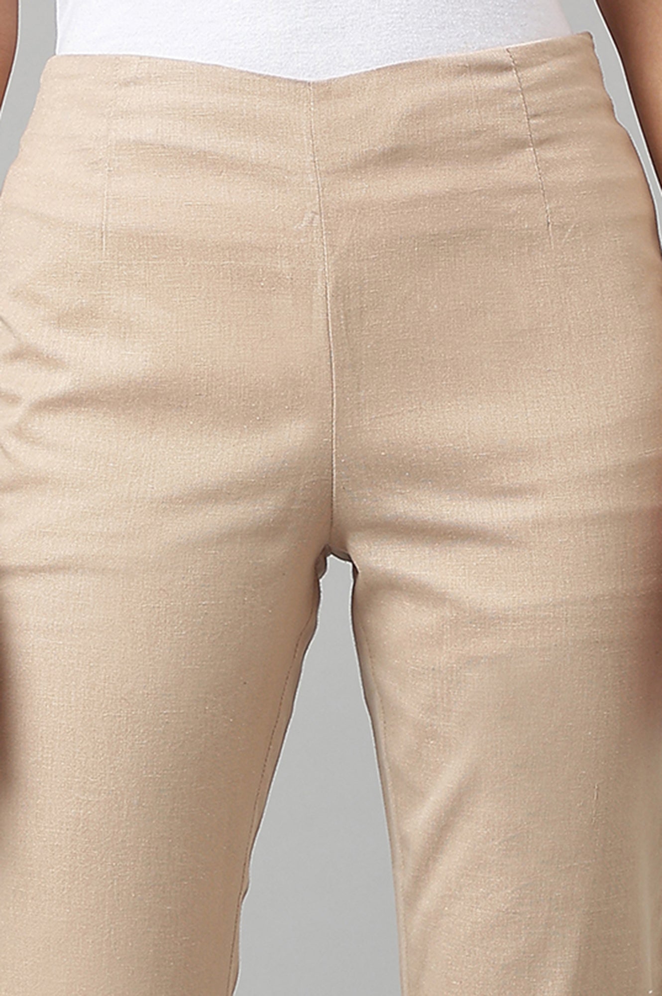 Beige And Dark Pink Slim Pants Combo - wforwoman