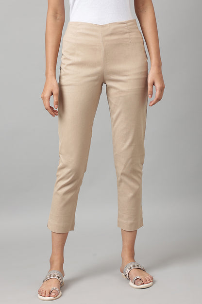 Beige Slim Pants And Black Trousers Combo - wforwoman