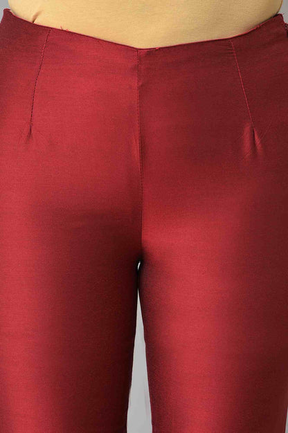 Embroidered Red And White Slim Pants Combo - wforwoman