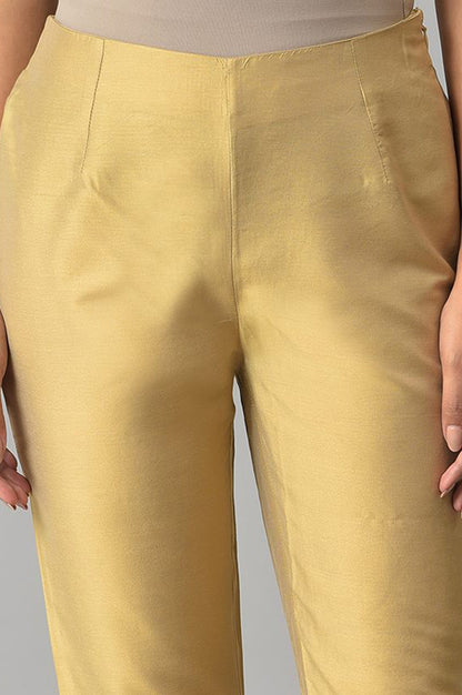 Embroidered Golden And White Slim Pants Combo - wforwoman