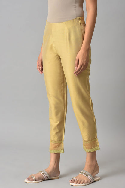 Embroidered Golden And White Slim Pants Combo - wforwoman