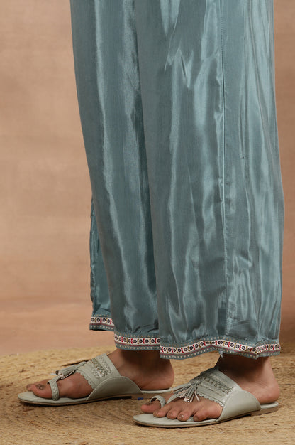 Dark Pink Embroidered Kurta, Parallel Pants And Dupatta Set