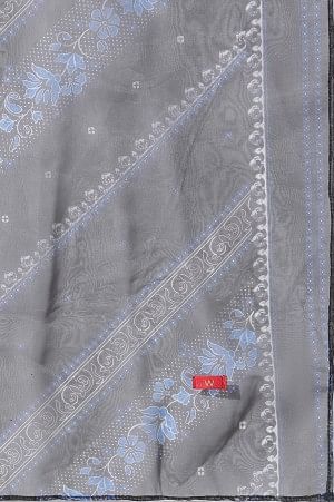 White Geometric Printed V-Neck Cotton Kurta, Salwar With Dupatta Set
