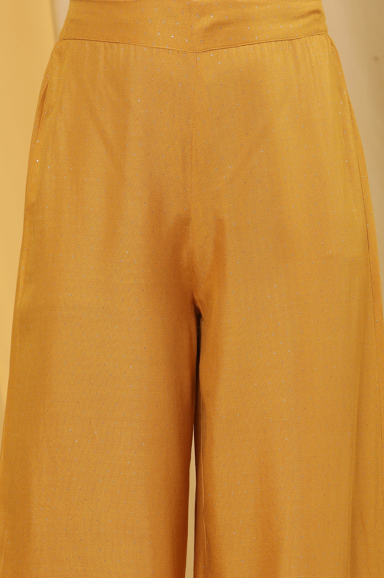 Mustard Glitter Printed Kurta And Parallel Pants