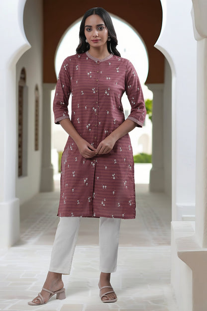 Maroon Printed Kurta And Pants Set