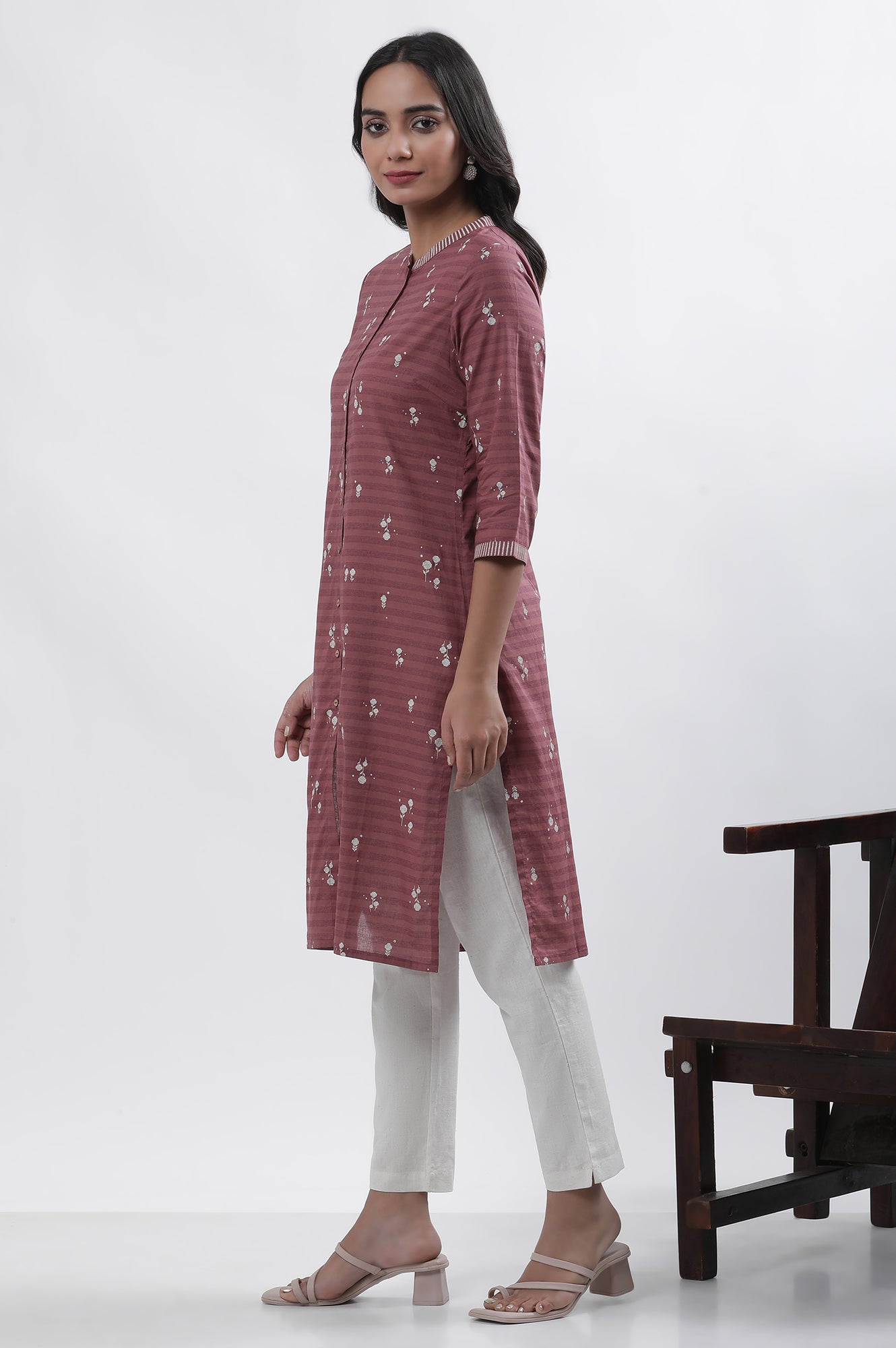 Maroon Printed Kurta And Pants Set