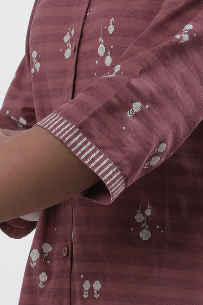 Maroon Printed Kurta And Pants Set