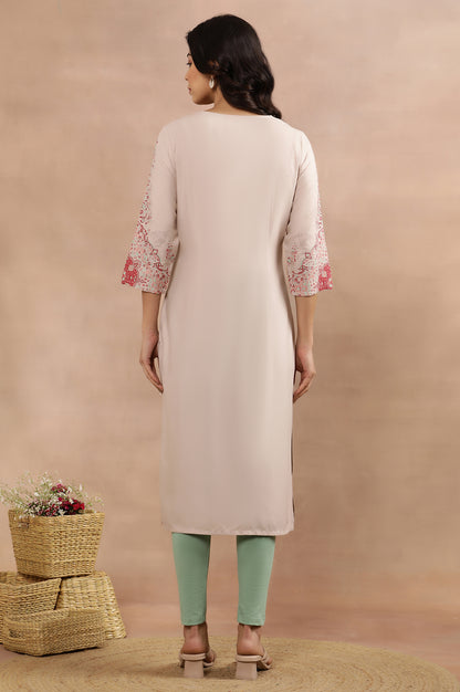 Pink Printed Straight Kurta And Tigths Set