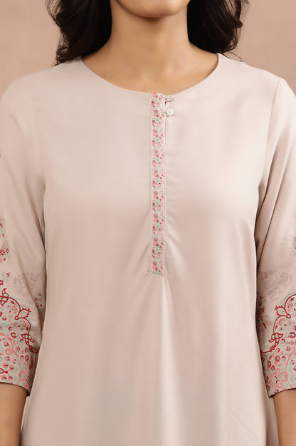 Pink Printed Straight Kurta And Tigths Set