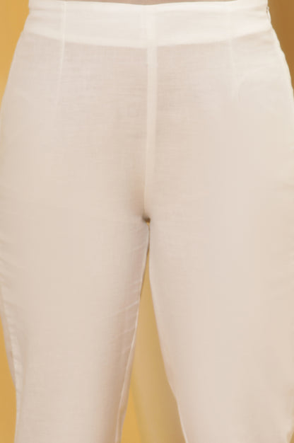 Light Pink Printed Straight Kurta And White Slim Pants