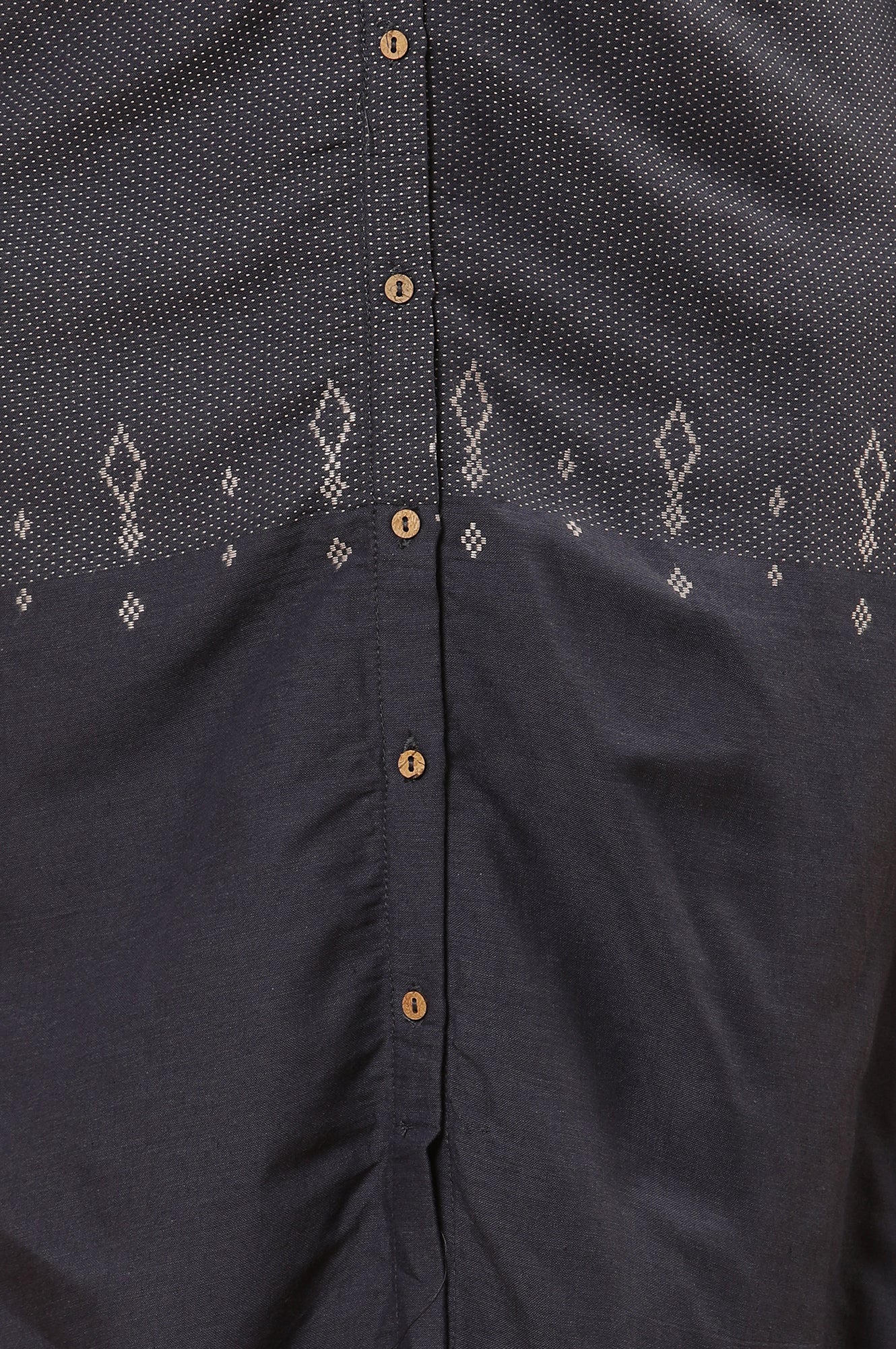 Navy Blue Printed Straight Kurta And Pants Set