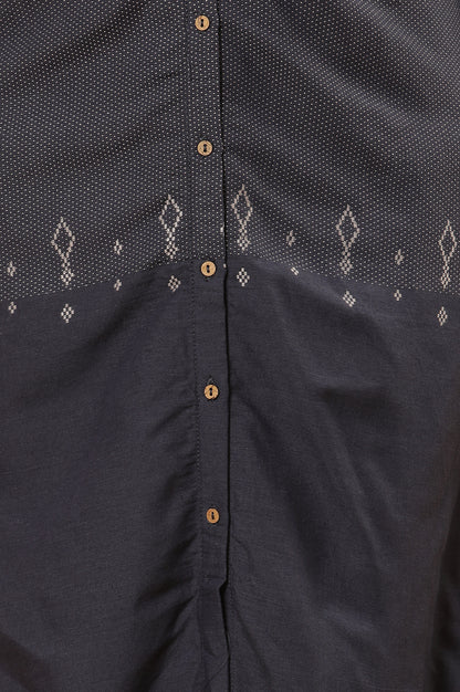 Navy Blue Printed Straight Kurta And Pants Set