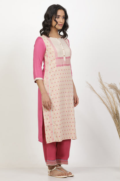 Light Pink Cotton Dobby Kurta And Pants Set