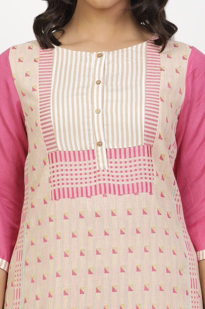 Light Pink Cotton Dobby Kurta And Pants Set