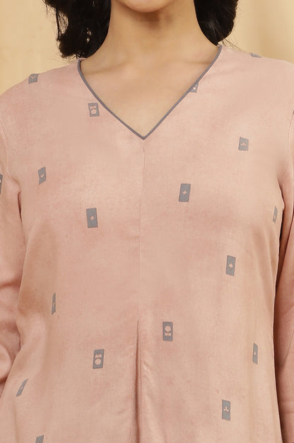 Salmon Pink A-Line Kurta And Flared Pants