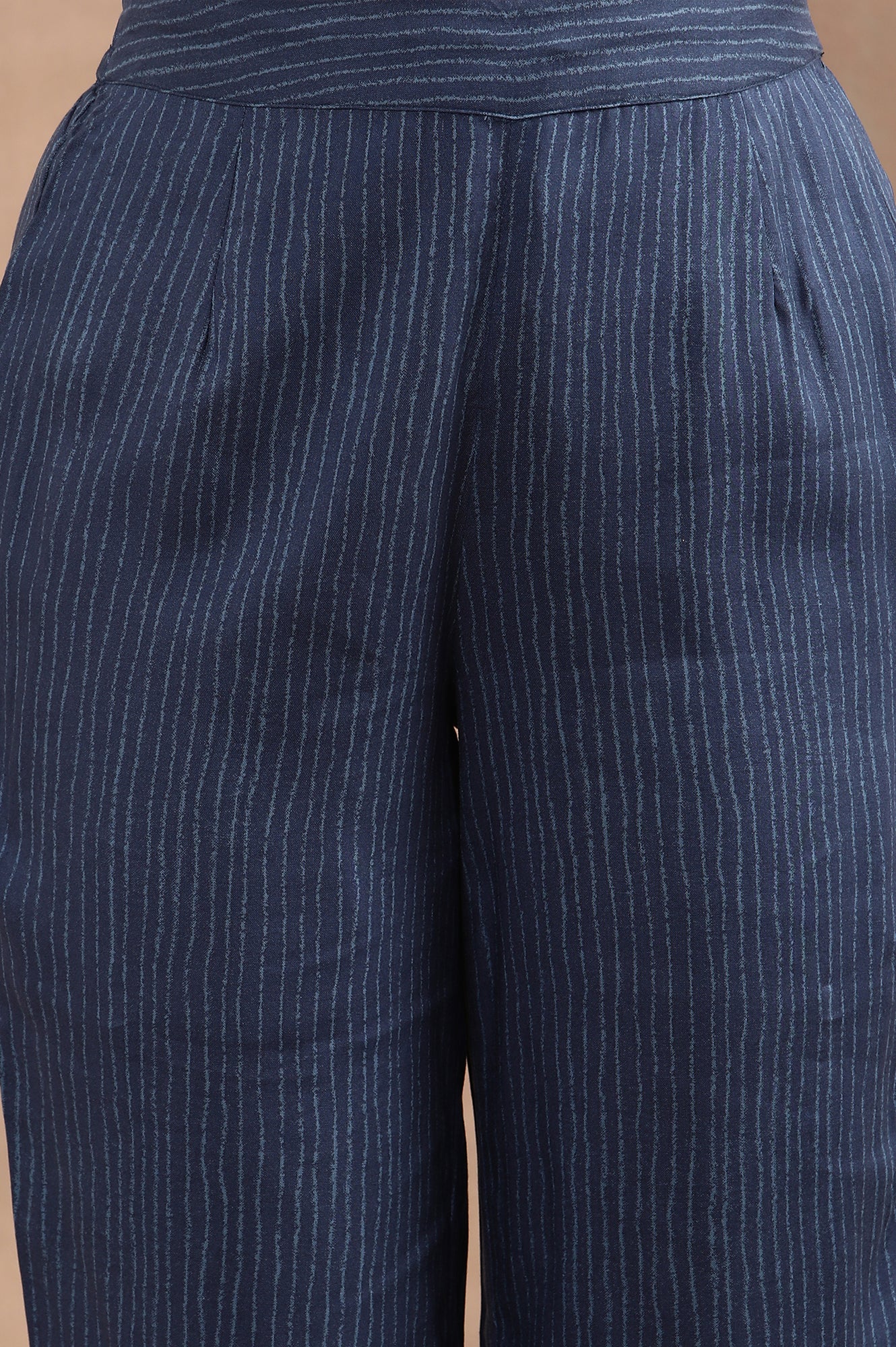 Blue Striped Kurta And Pants Set