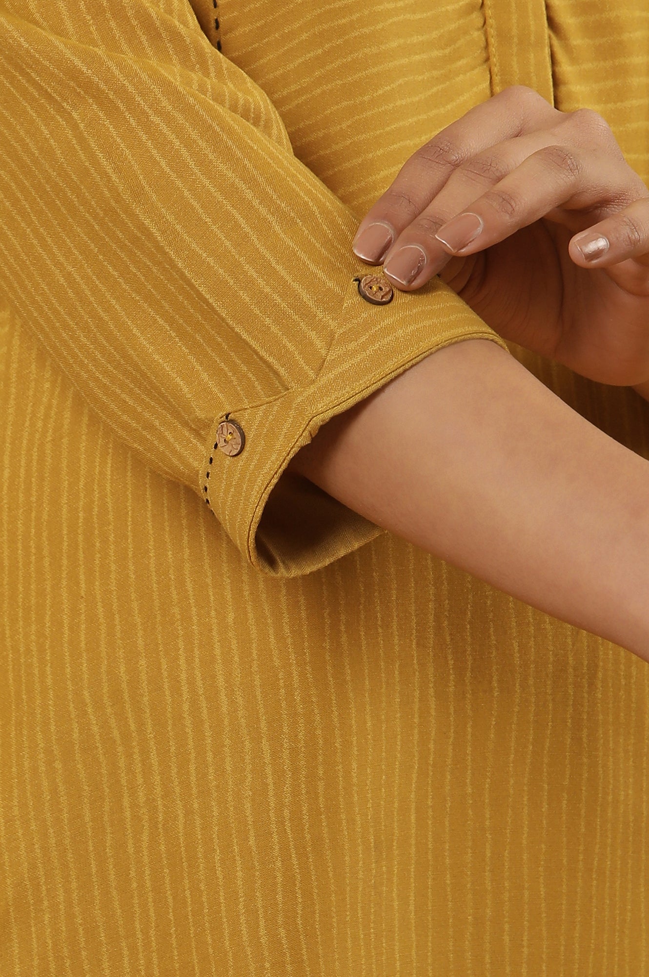 Yellow Stripe Kurta And Trousers Set