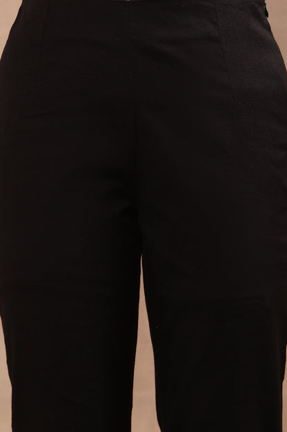Black A-Line Kurta, Pants And Dupatta Set