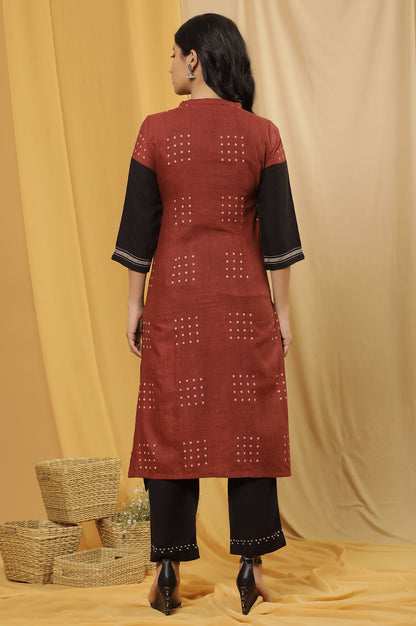 Black Straight Kurta And Pants Set