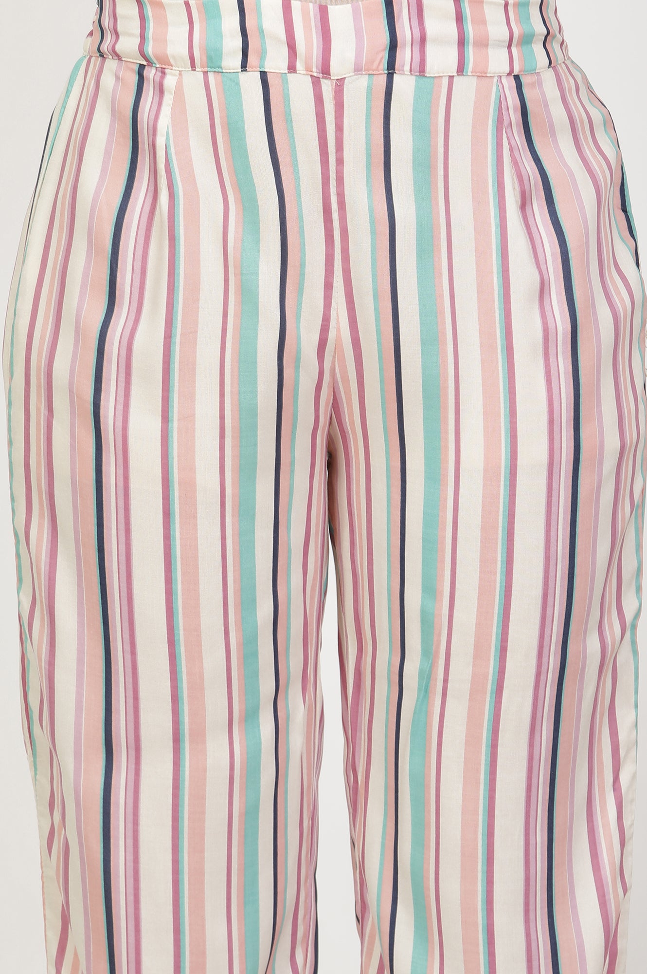 Peach Multi-Coloured Kurta And Parallel Pants Set
