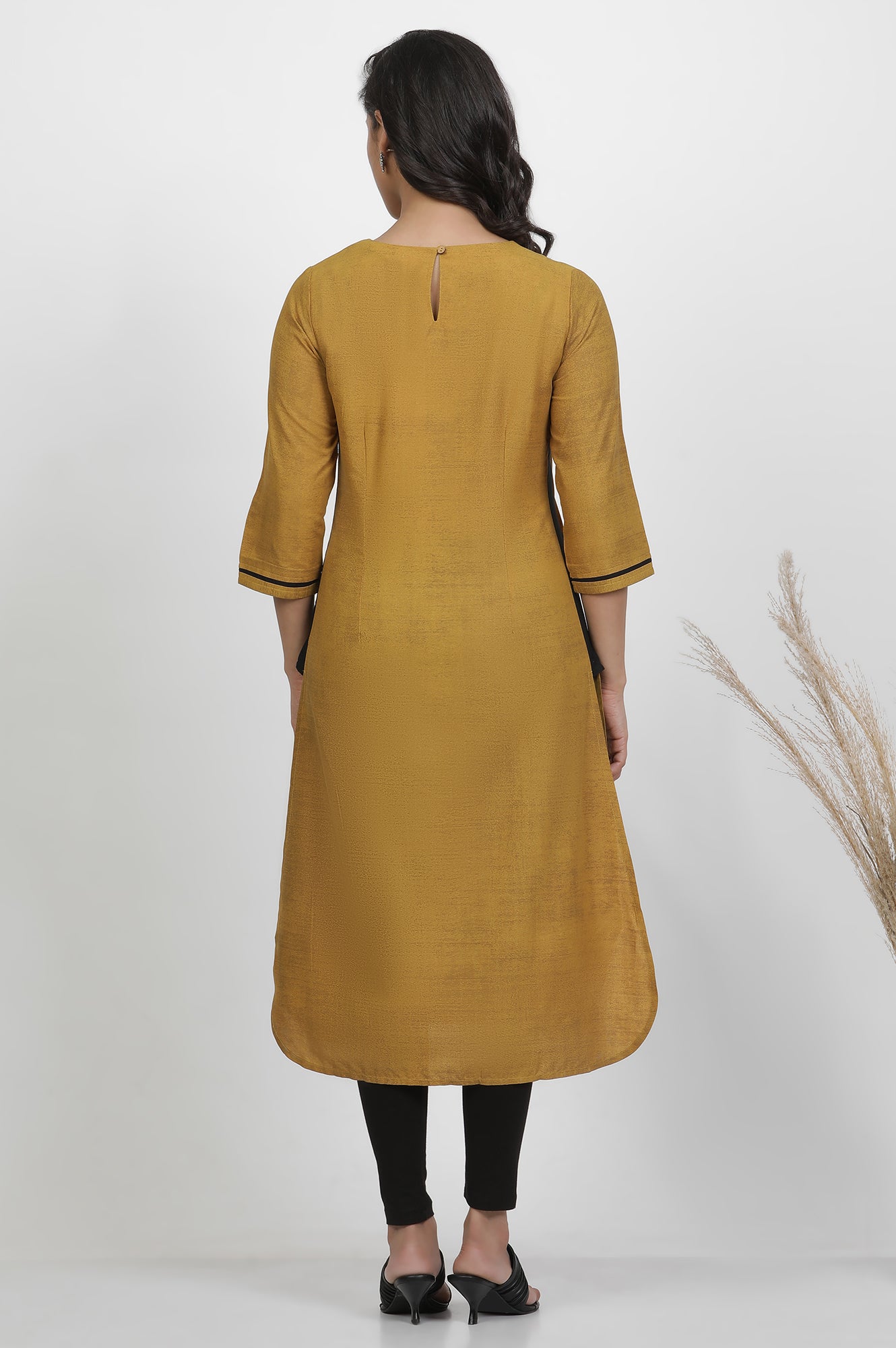 Mustard Yellow Printed Kurta, Tights And Dupatta Set