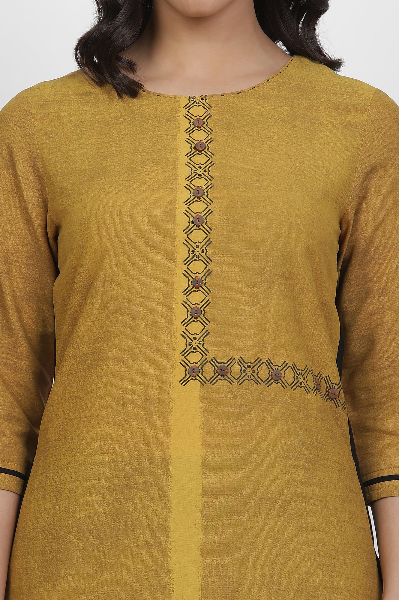 Mustard Yellow Printed Kurta, Tights And Dupatta Set