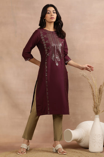 Purple Mukaish Printed Kurta And Pants Set