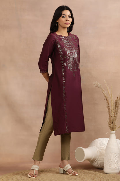 Purple Mukaish Printed Kurta And Pants Set