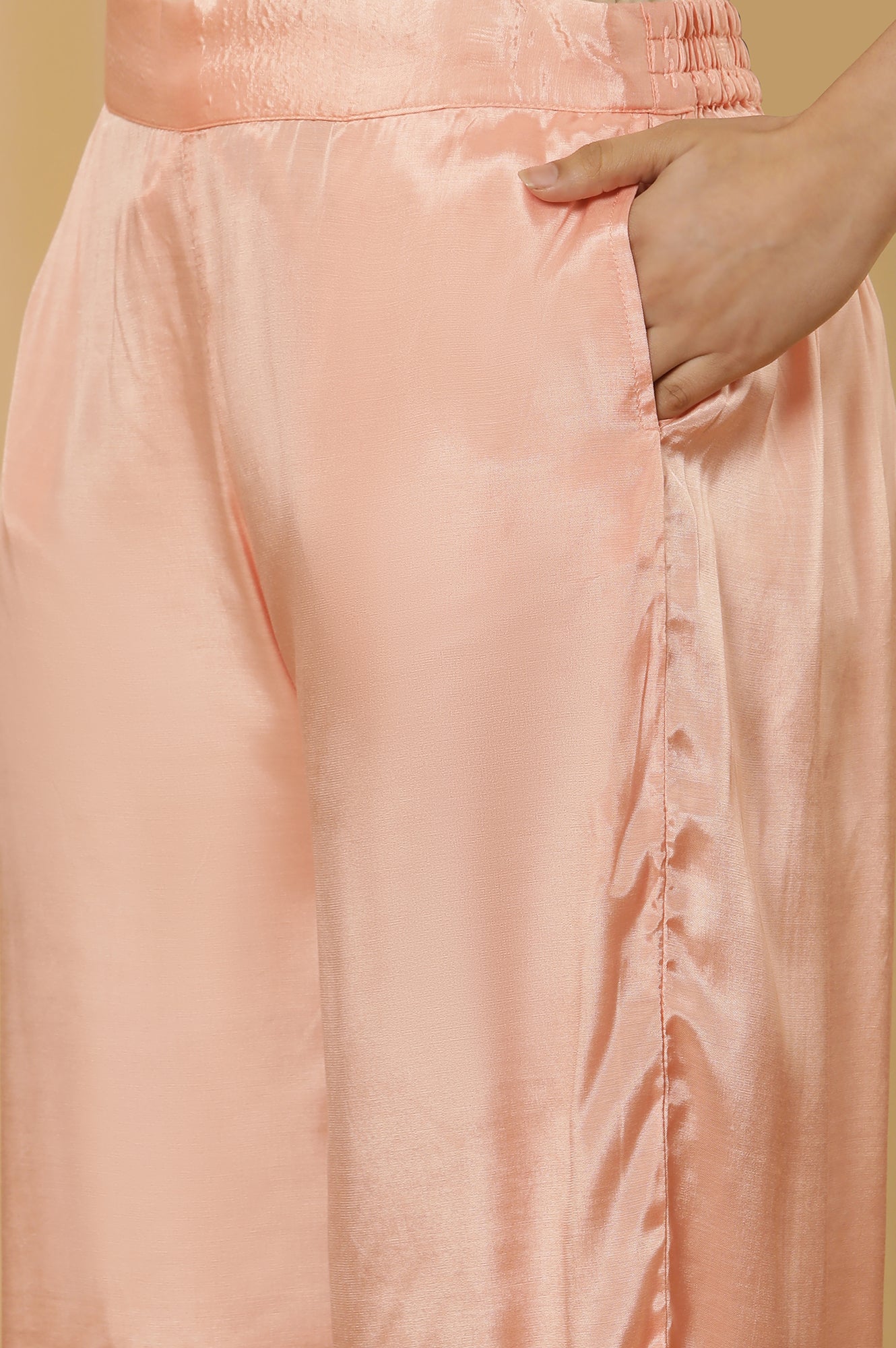 Pink Embroidered Kurta, Parallel Pants And Organza Dupatta Set