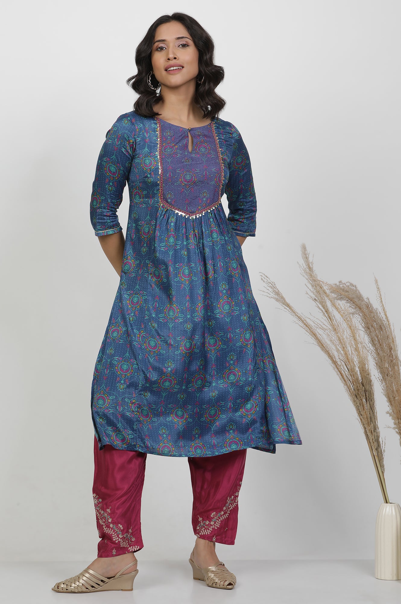 Blue Embroidered Kurta And Salwar Set