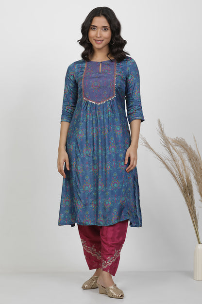 Blue Embroidered Kurta And Salwar Set