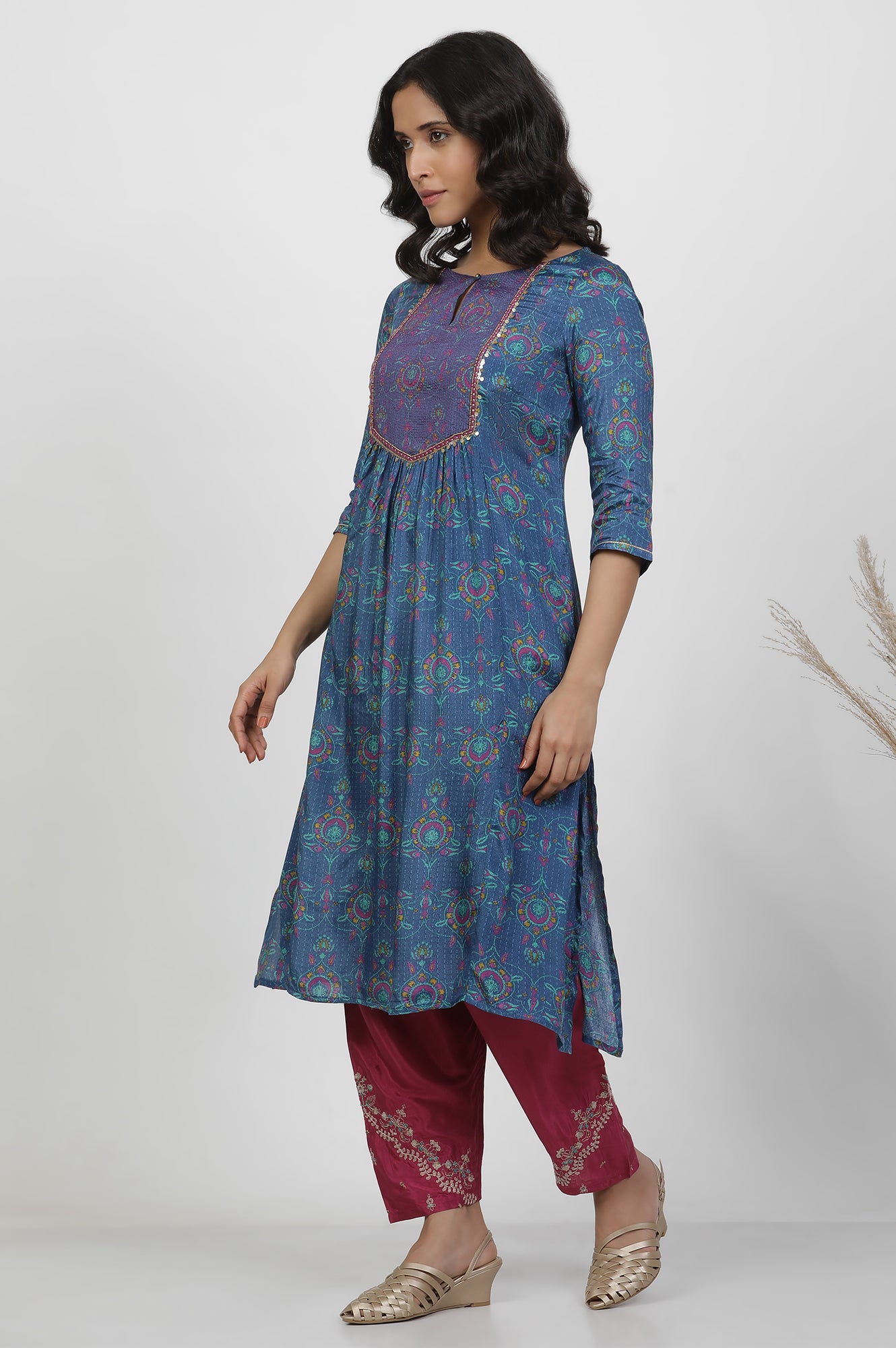 Blue Embroidered Kurta And Salwar Set