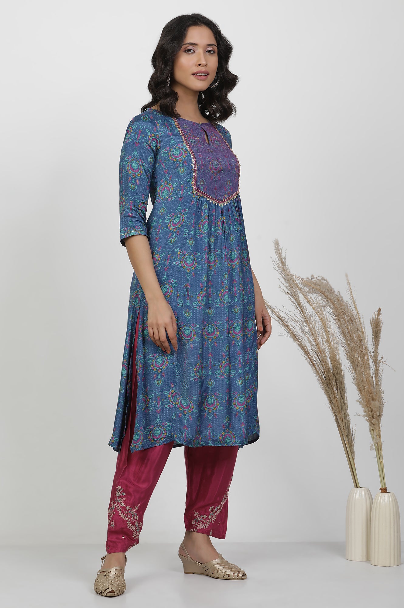 Blue Embroidered Kurta And Salwar Set