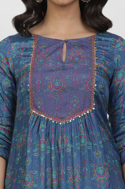 Blue Embroidered Kurta And Salwar Set