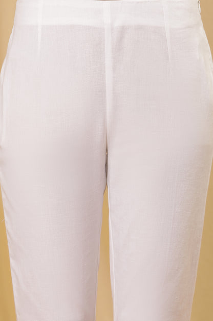 White And Pink Printed Kurta And Pants Set