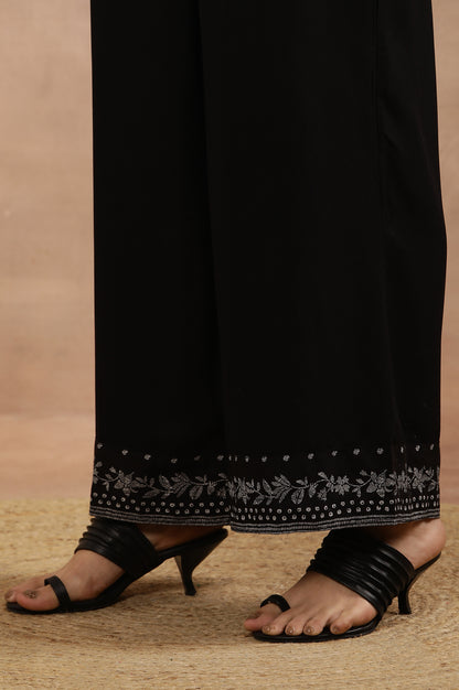 Black Printed Kurta And Parallel Pats Set