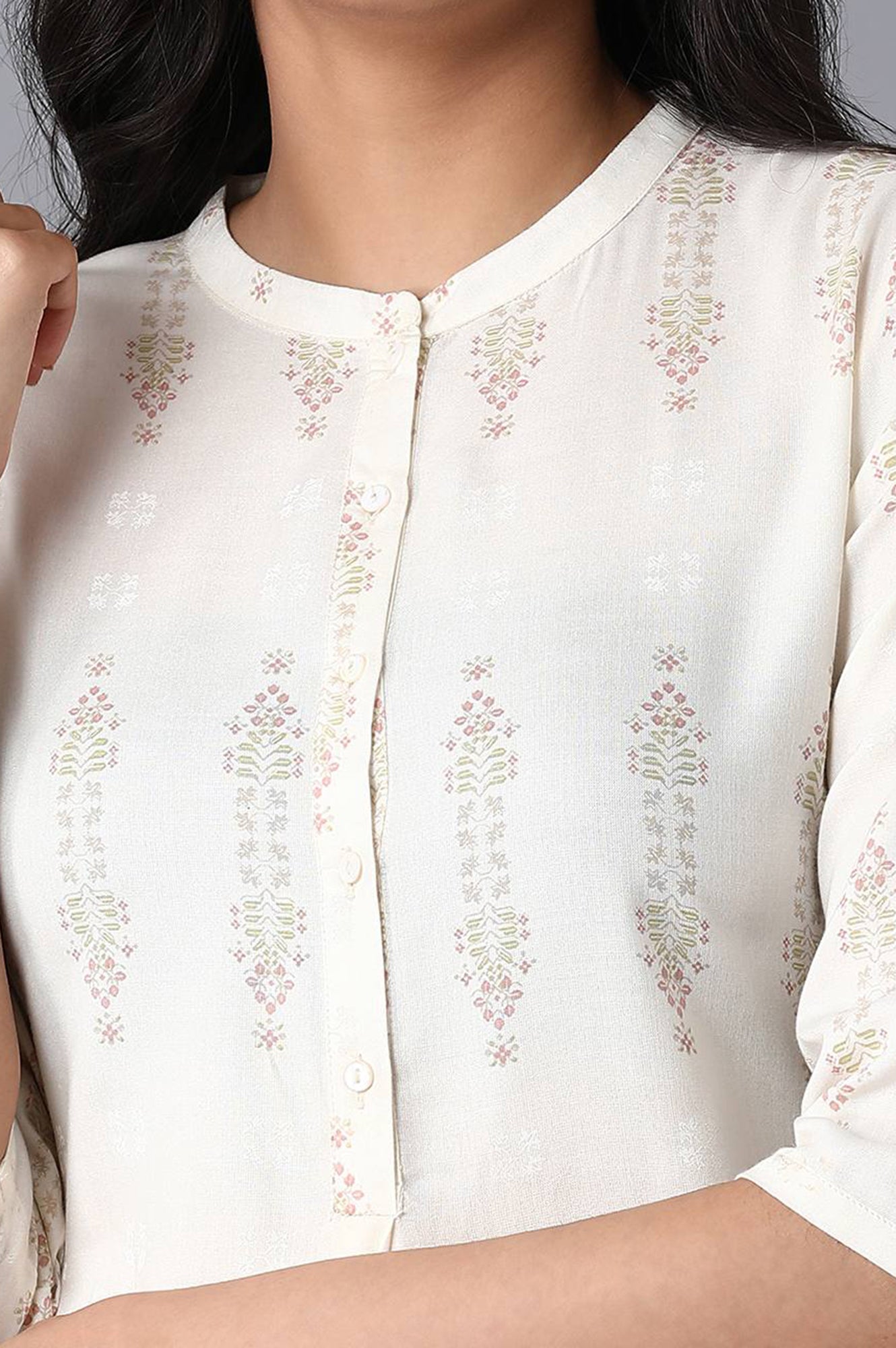 Printed White Kurta And Pink Thread Work Kurta Combo - wforwoman