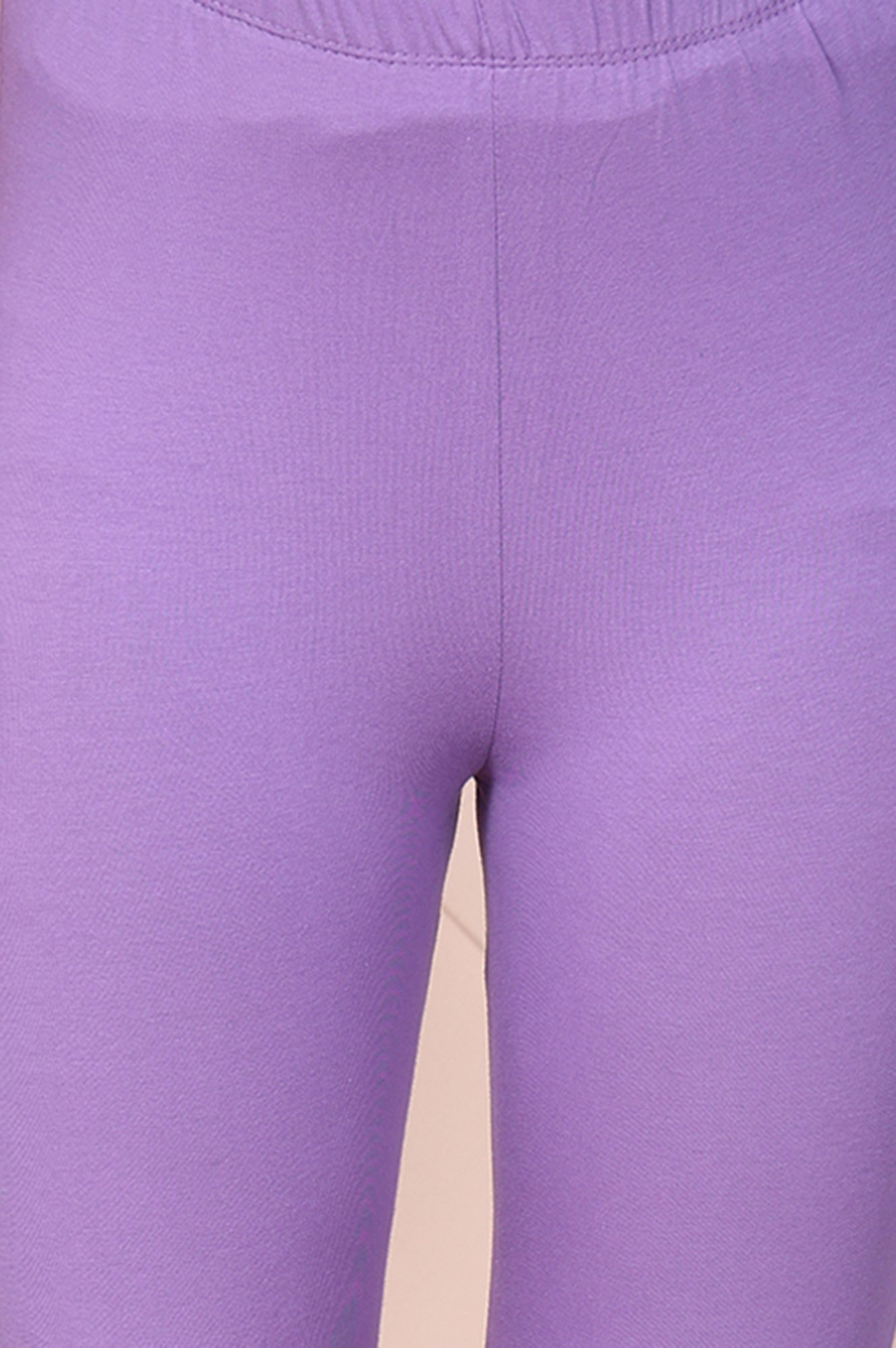 Purple Solid Ankle-Length Cotton Leggings