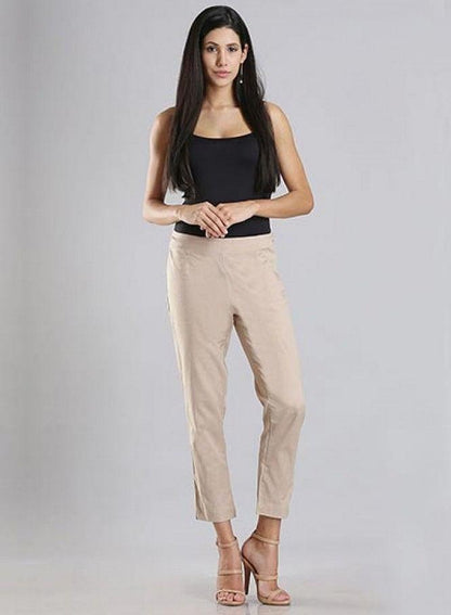 Beige-coloured Ankle-Length Trousers - wforwoman