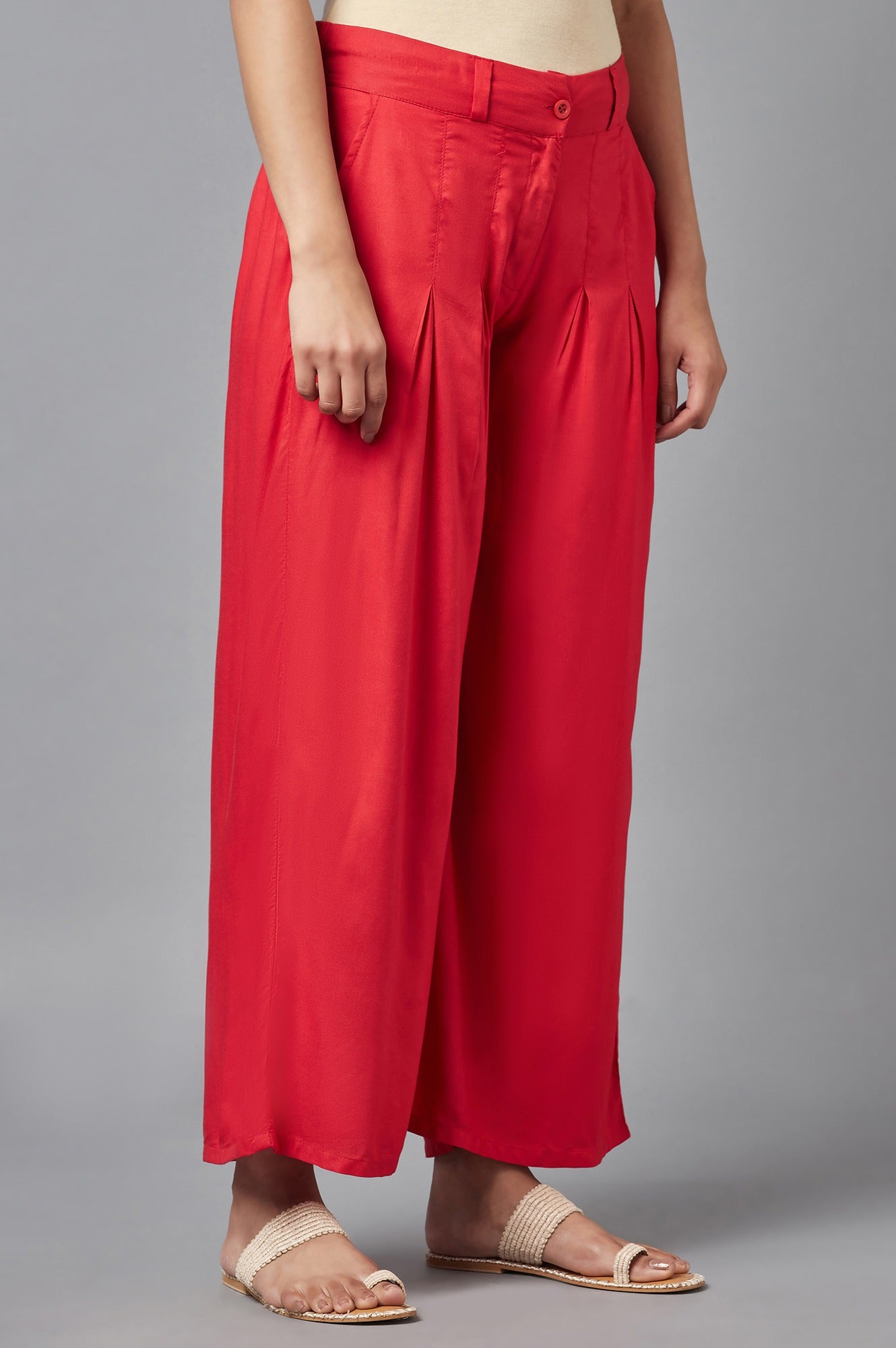 Red Ankle-length Pants