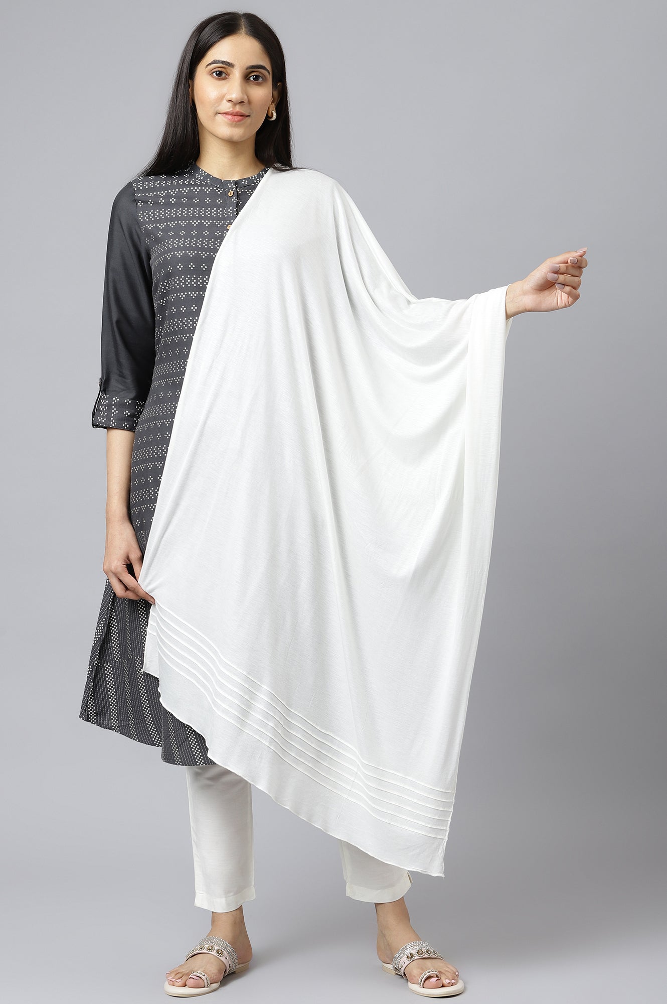 White Solid Jersey Dupatta