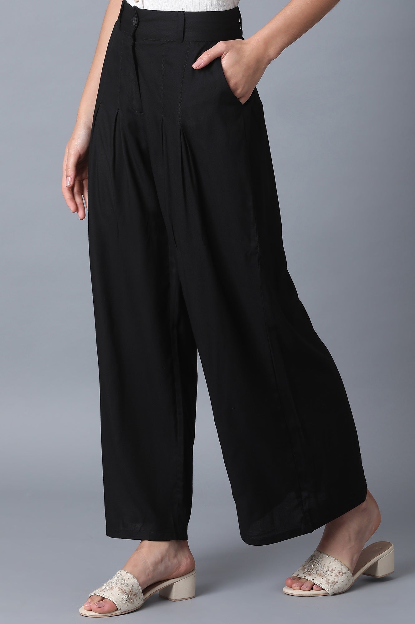 Black Tailored Volume Pants