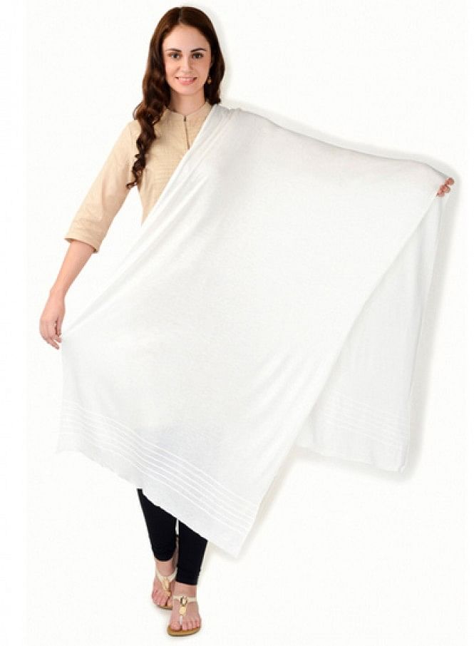 White Solid Dupatta