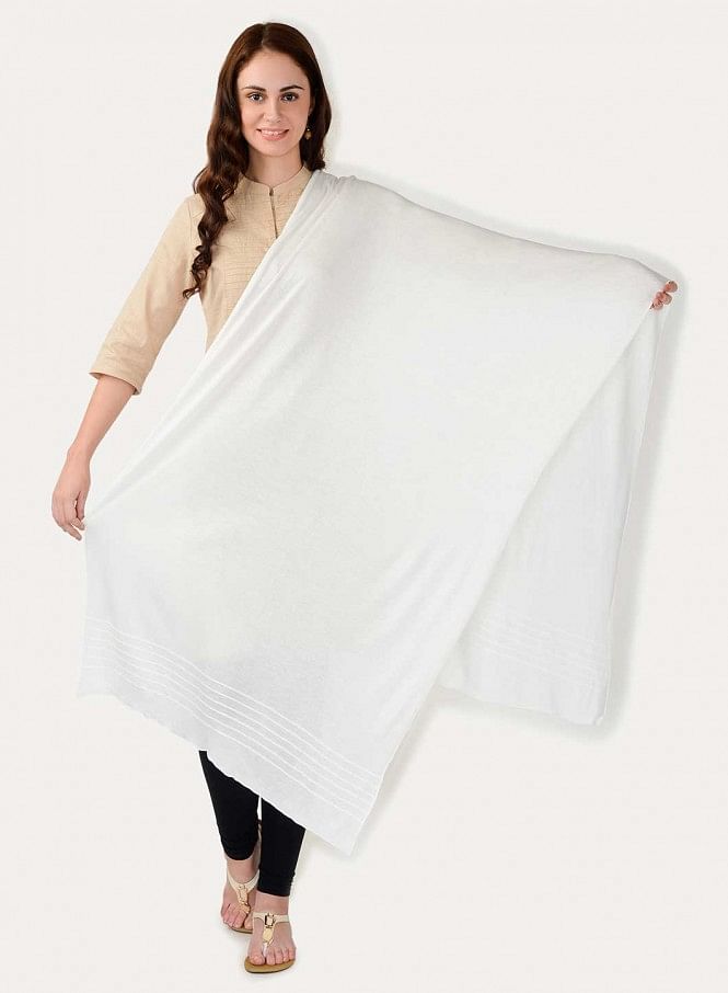 White Solid Dupatta