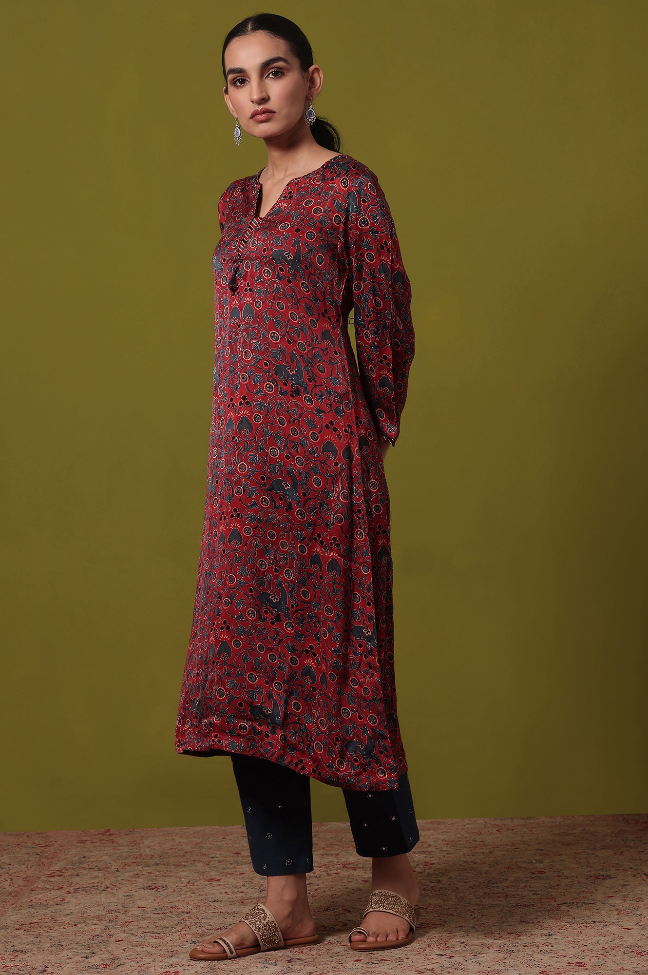 Printed  A-line Viscose Kurta