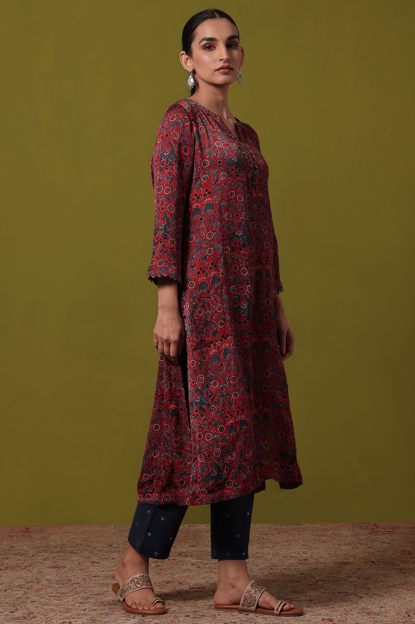 Printed  A-line Viscose Kurta